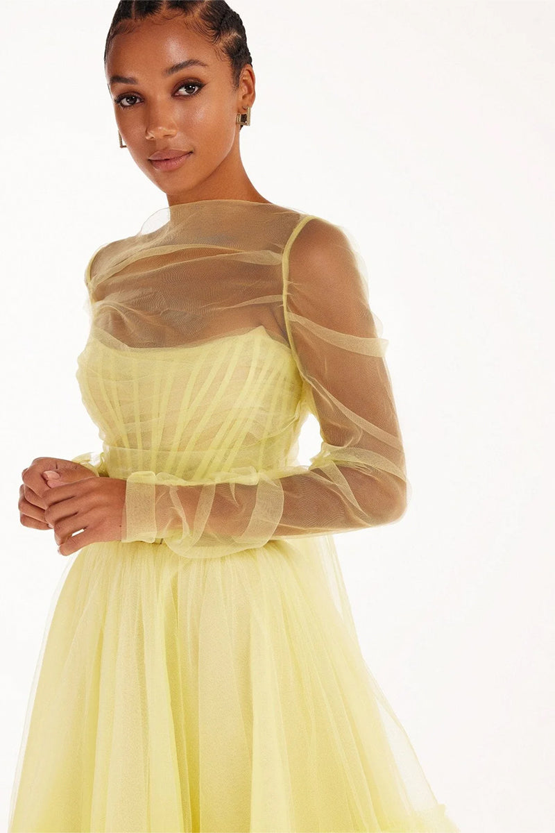 Ellee Strapless Tulle Mini Dress | Jewelclues | #color_yellow