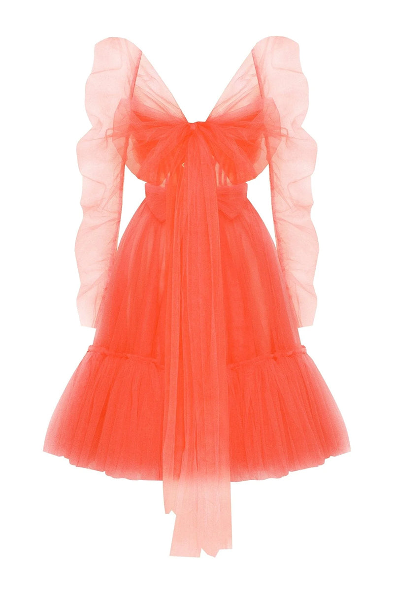 Ellee Strapless Tulle Mini Dress | Jewelclues | #color_coral