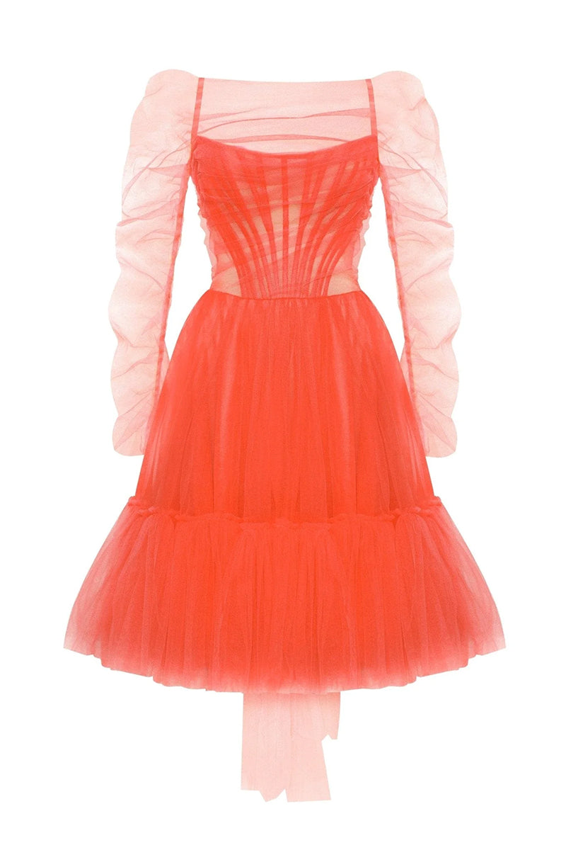 Ellee Strapless Tulle Mini Dress | Jewelclues | #color_coral