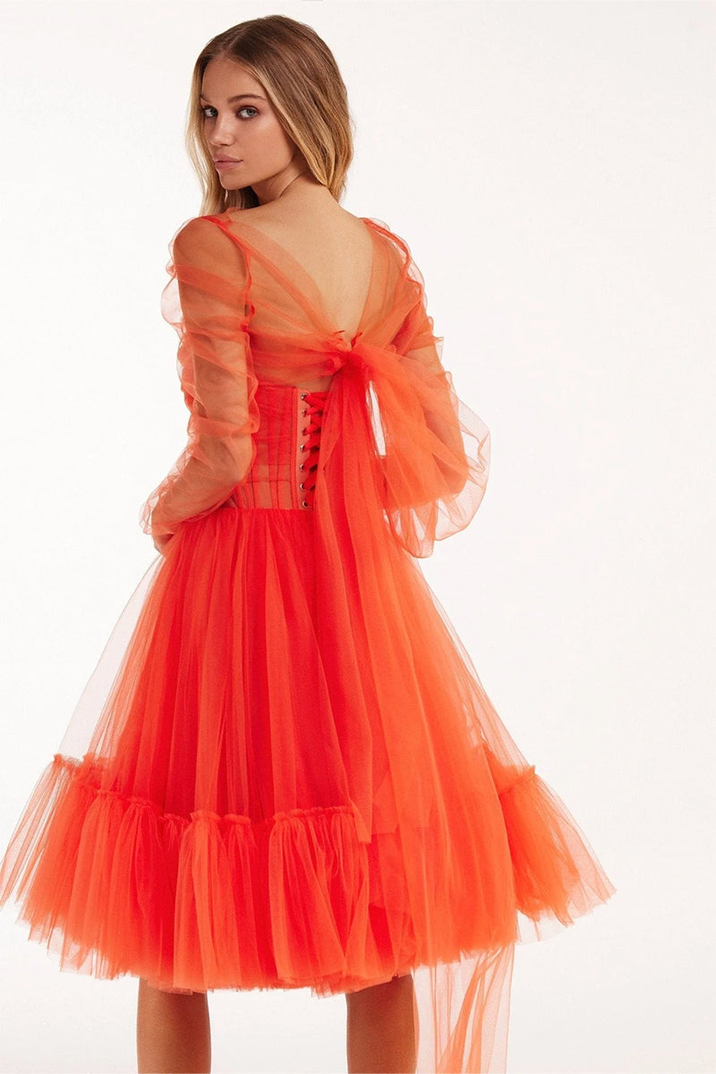 Ellee Strapless Tulle Mini Dress | Jewelclues | #color_coral