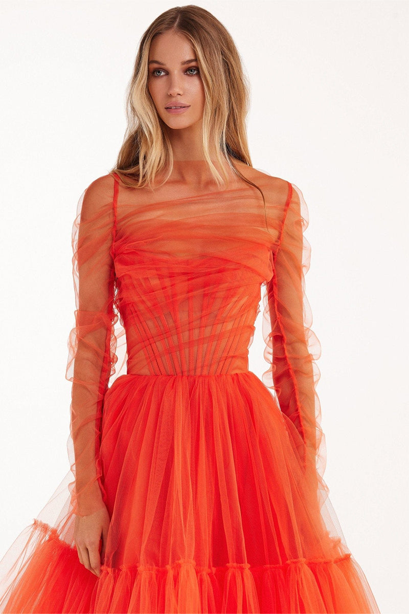 Ellee Strapless Tulle Mini Dress | Jewelclues | #color_coral