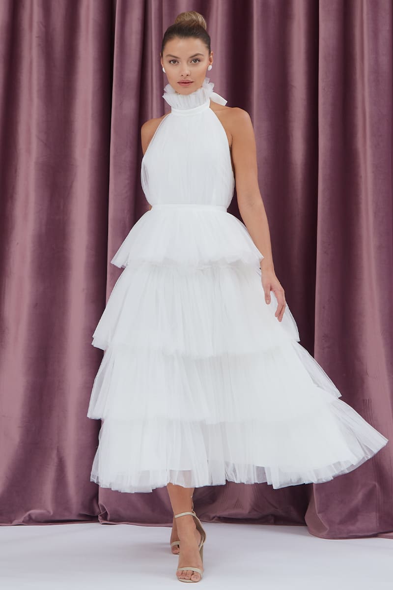 Elowen Tulle Maxi Dress | Jewelclues | #color_white