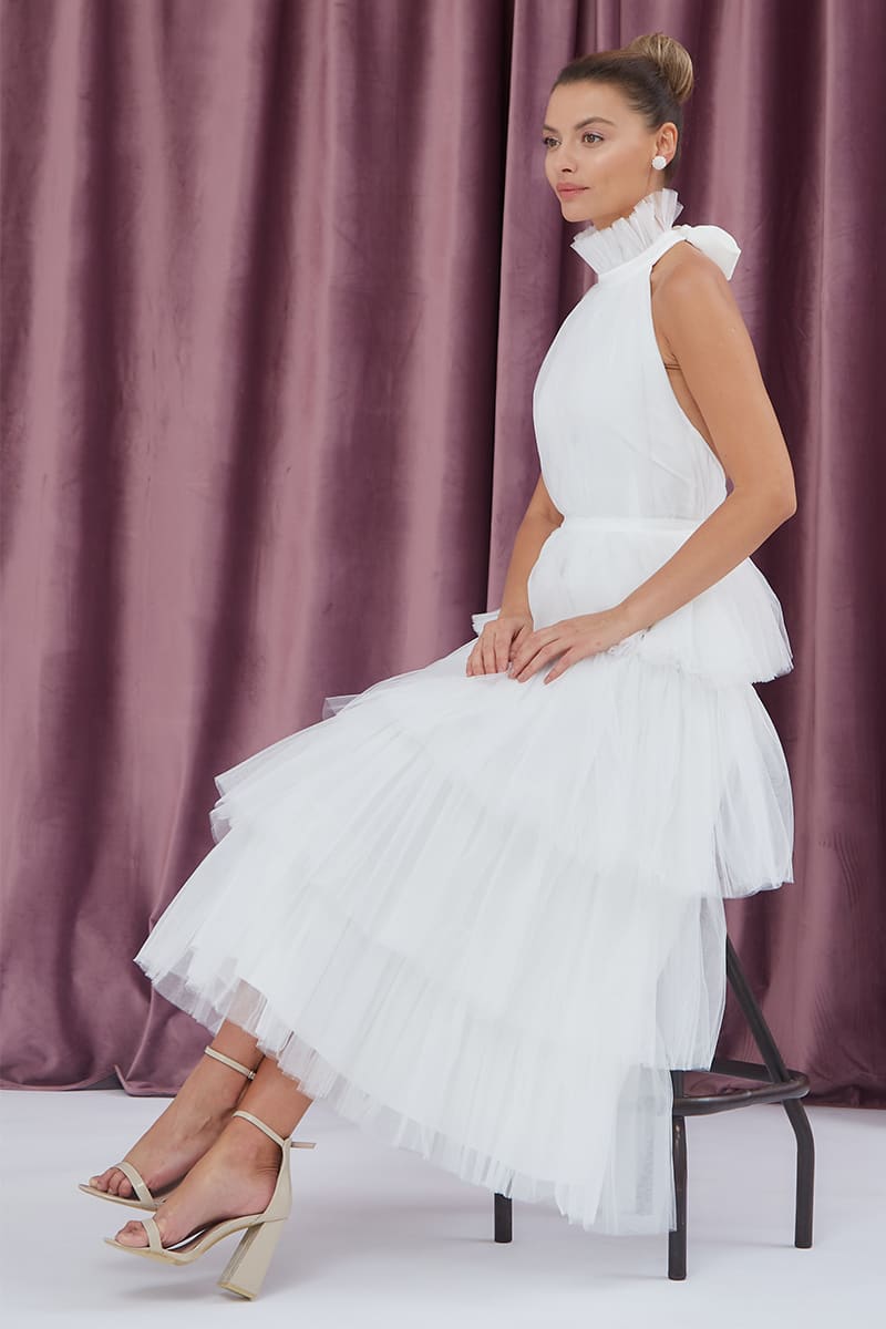 Elowen Tulle Maxi Dress | Jewelclues | #color_white
