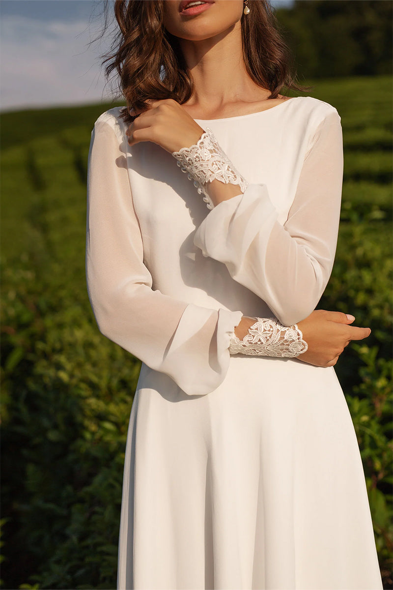 Endless Love Long Sleeve A-line Wedding Dress | Jewelclues | #color_ivory