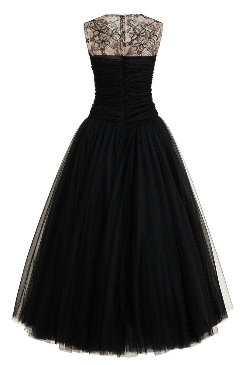 Eternal Bliss Lace Insert Tulle Midi Dress | Jewelclues