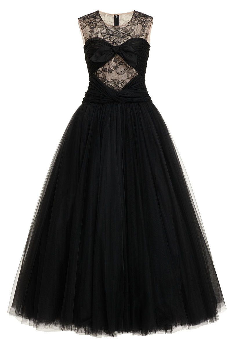Eternal Bliss Lace Insert Tulle Midi Dress | Jewelclues