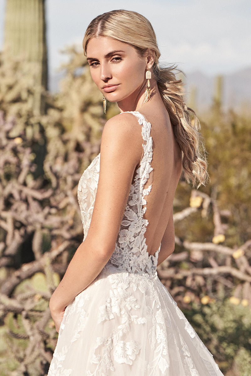 Eternal Love Lace Applique A-line Wedding Dress | Jewelclues | #color_ivory