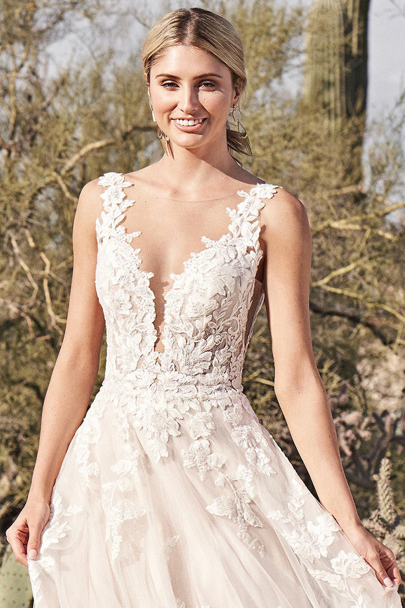 Eternal Love Lace Applique A-line Wedding Dress | Jewelclues | #color_ivory