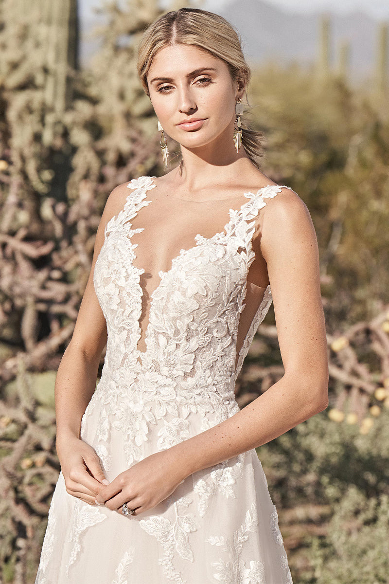 Eternal Love Lace Applique A-line Wedding Dress | Jewelclues | #color_ivory