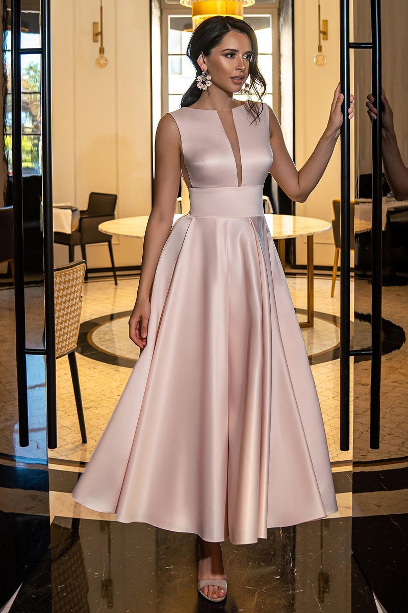Evening Spotlight Satin Sleeveless Midi Dress | Jewelclues | #color_blush