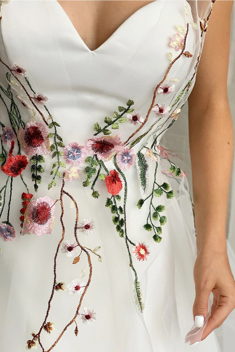 Everlasting Promise White Tie-Strap Wedding Dress | Jewelclues