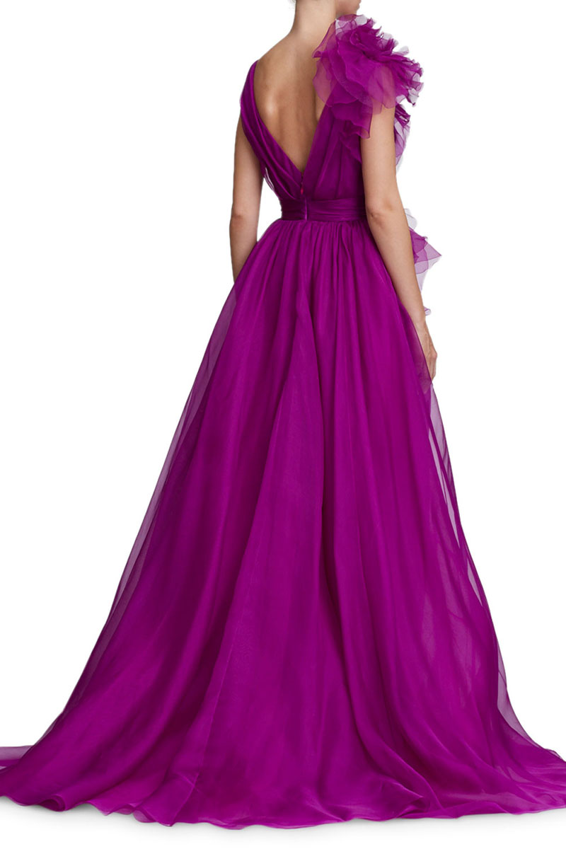 Extravagance Purple Ruffled Evening Dress | Jewelclues
