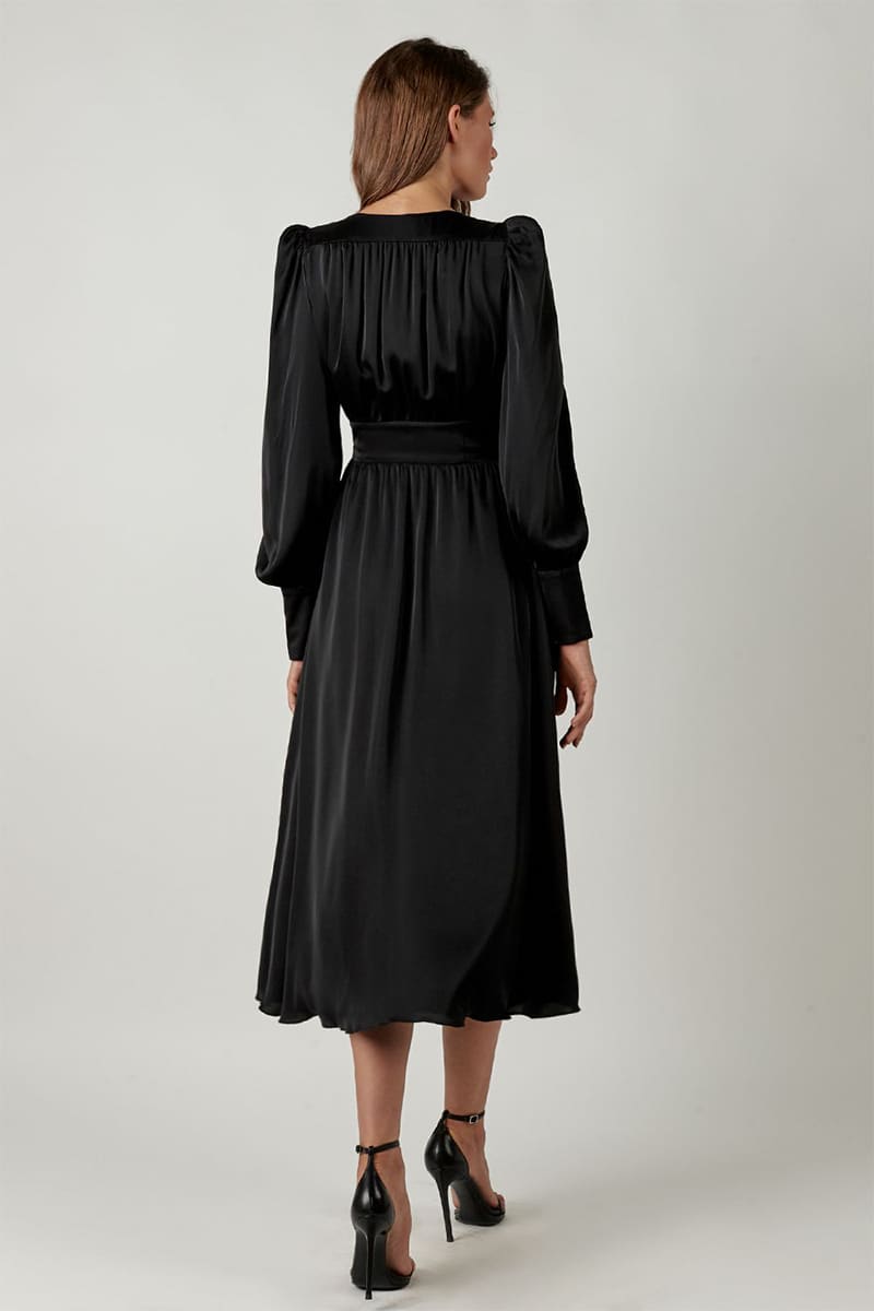 Follow Me Spring Bishop Midi Dress - Jewelclues | #color_black