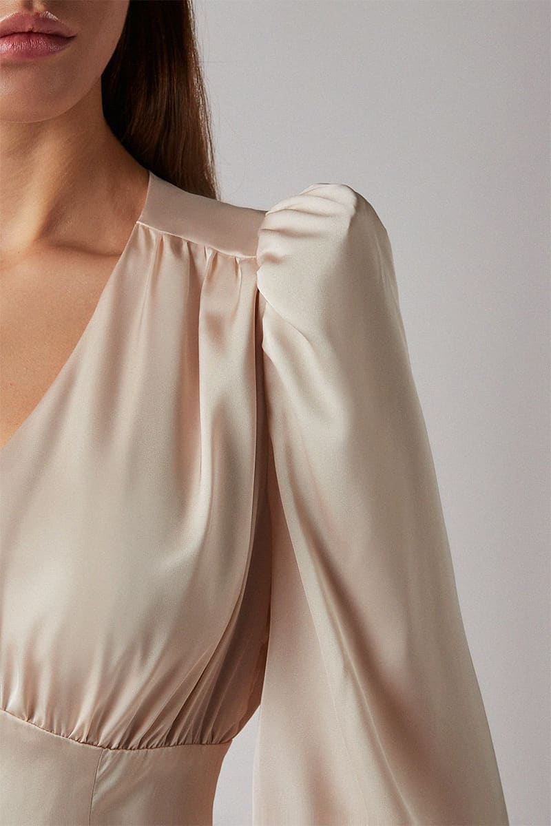 Follow Me Spring Bishop Midi Dress - Jewelclues | #color_beige
