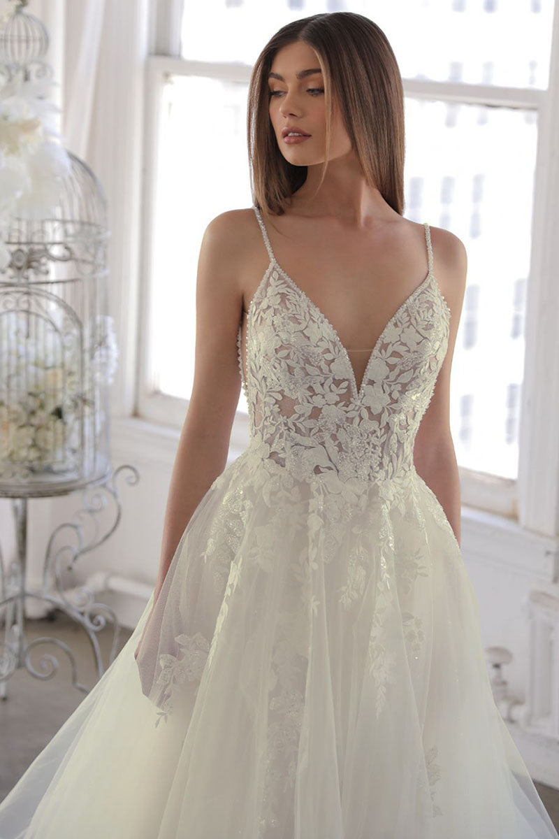 Forever Fairytale Ethereal Lace Wedding Dress | Jewelclues | #color_ivory