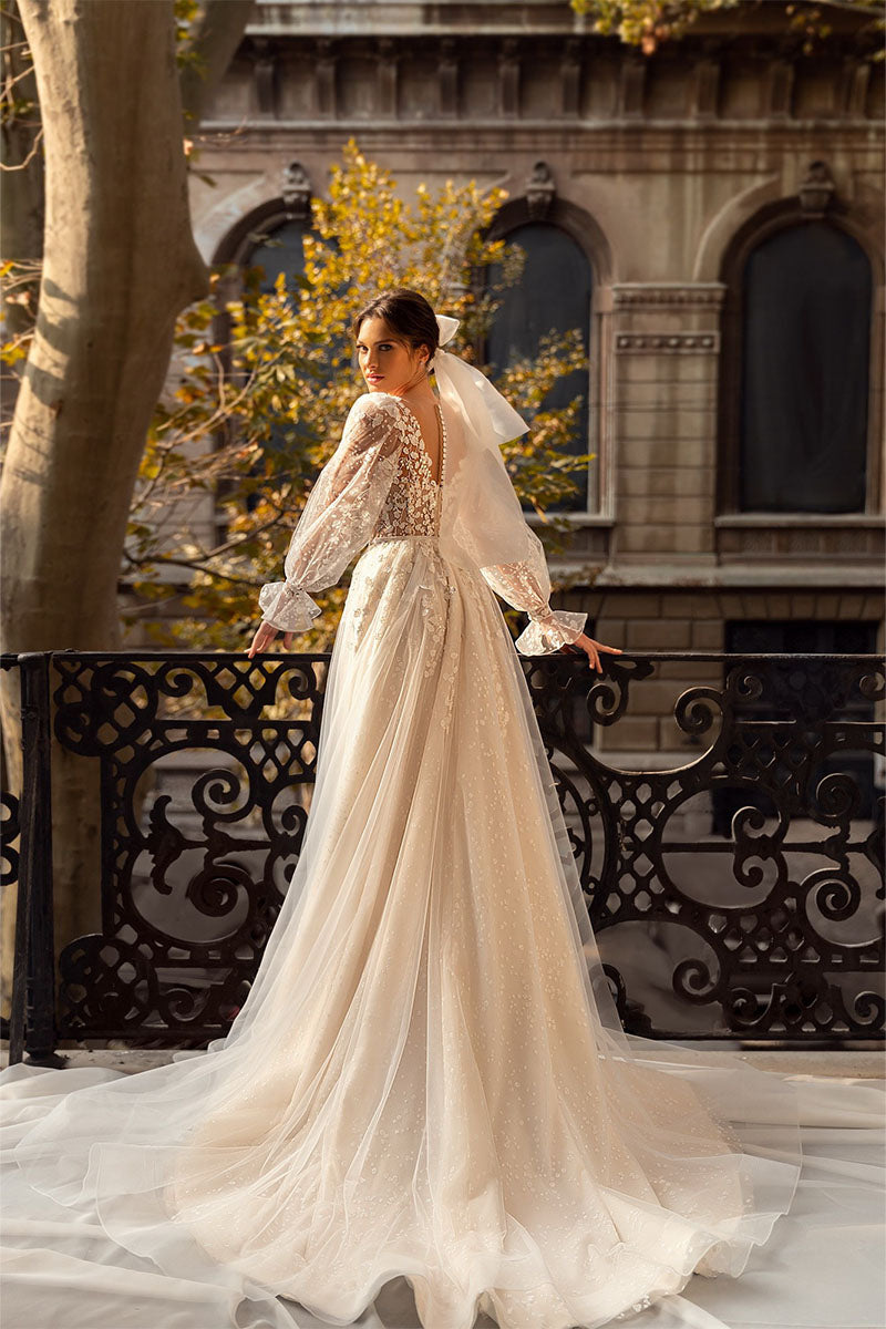 Forever Yours Romantic Floral Lace Wedding Dress | Jewelclues | #color_ivory