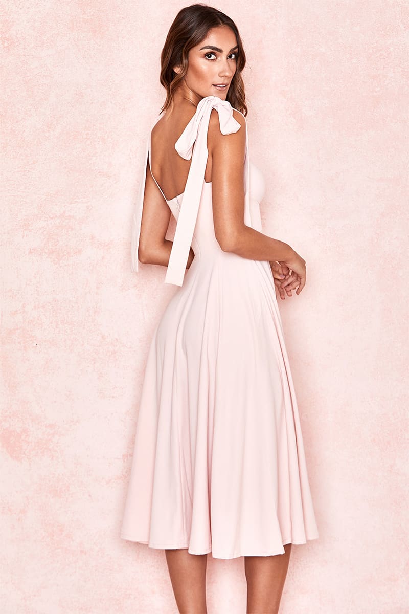 Full Heart Tie-Strap Midi Dress | Jewelclues | #color_pink