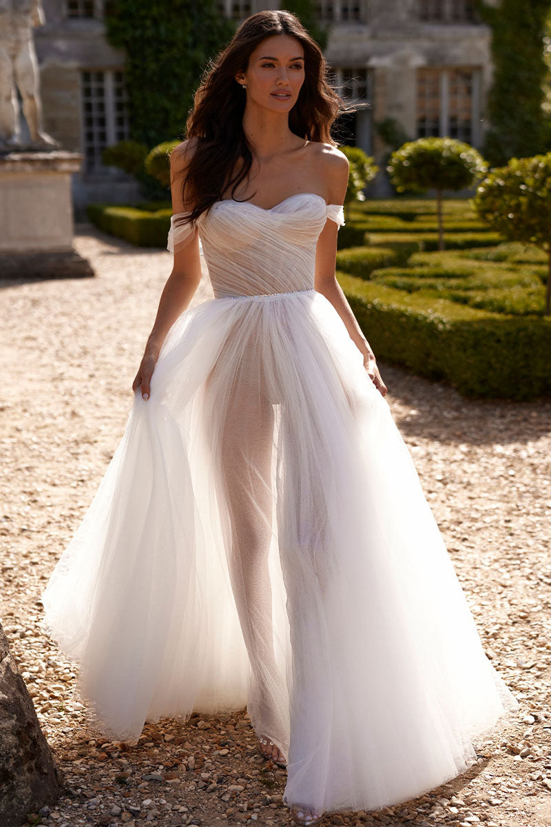 Galina Off-the-Shoulder A-Line Wedding Dress | Jewelclues