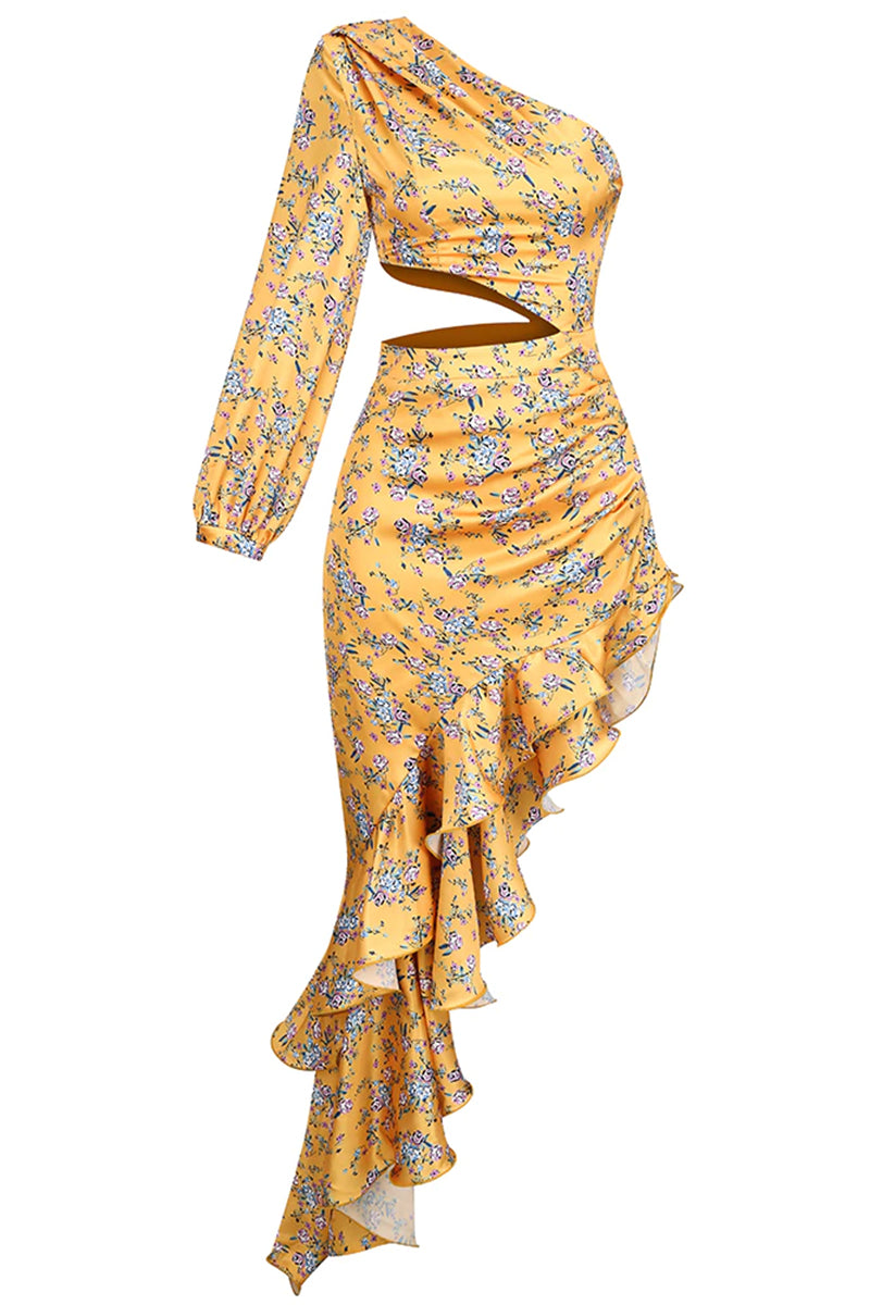 Color_Yellow | Hanna Tropical Print Maxi Dress | Jewelclues