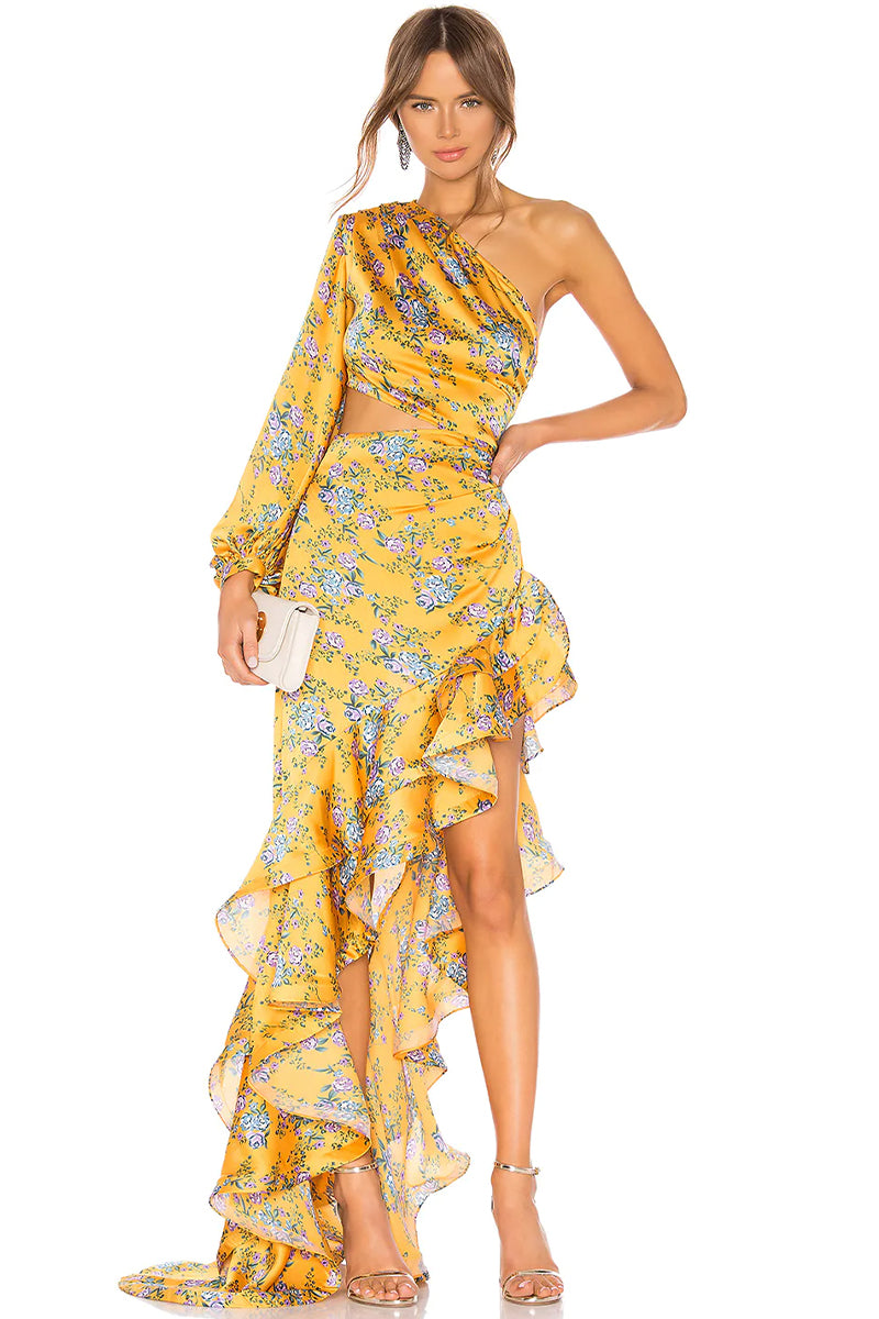 Color_Yellow | Hanna Tropical Print Maxi Dress | Jewelclues
