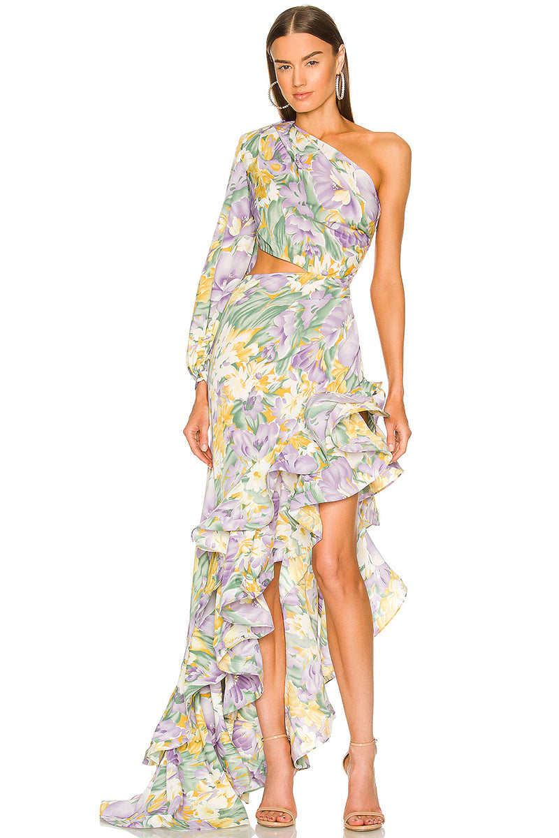 Color_Lavender | Hanna Tropical Print Maxi Dress | Jewelclues