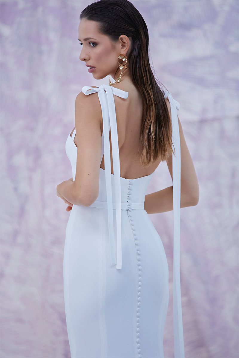 Johanna Tie-Strap Satin Wedding Gown | Jewelclues