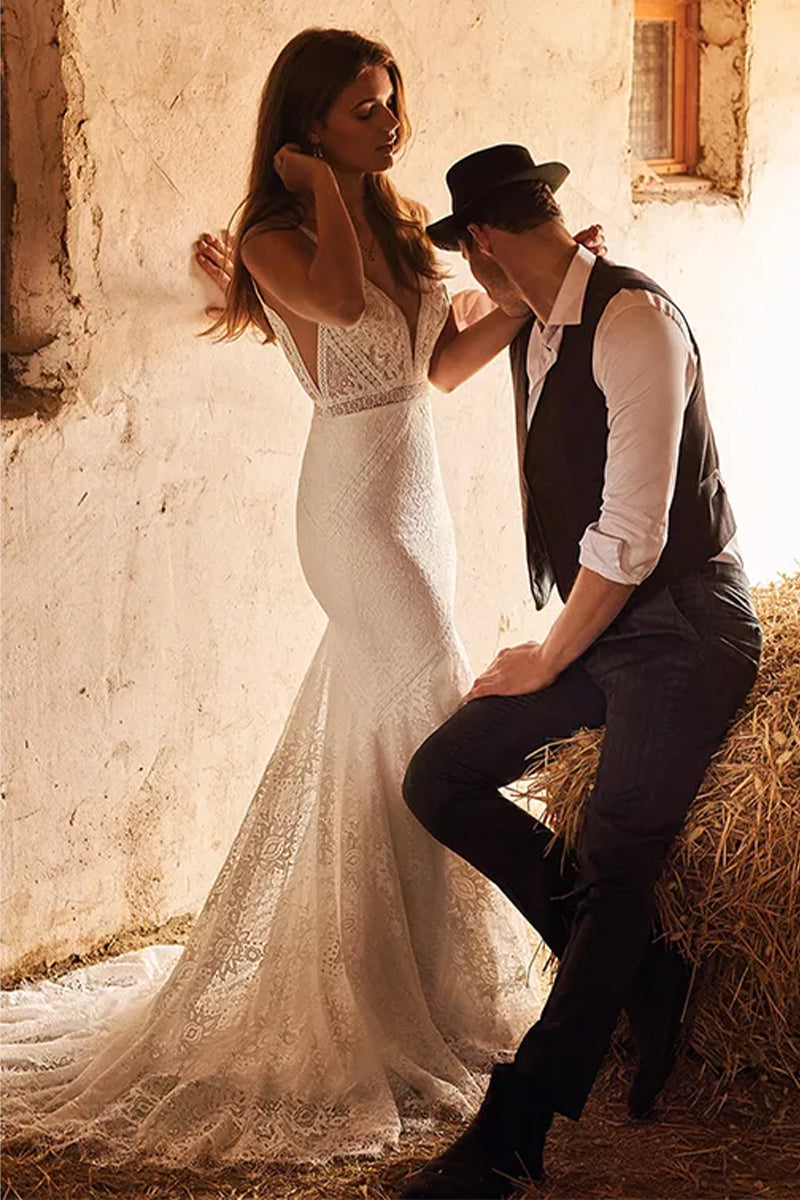 Lifetime of Love Lace Wedding Dress | Jewelclues | #color_ivory