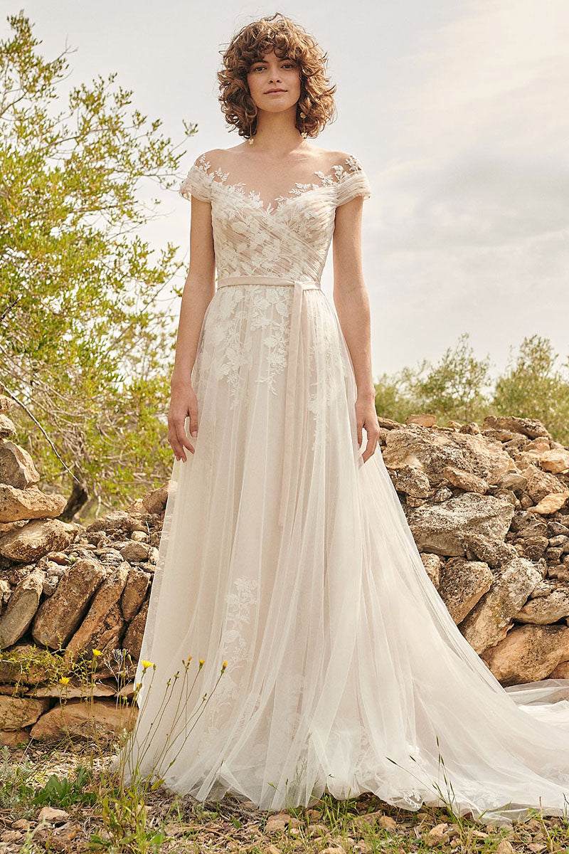 Love Allure Lace Applique Wedding Dress | Jewelclues