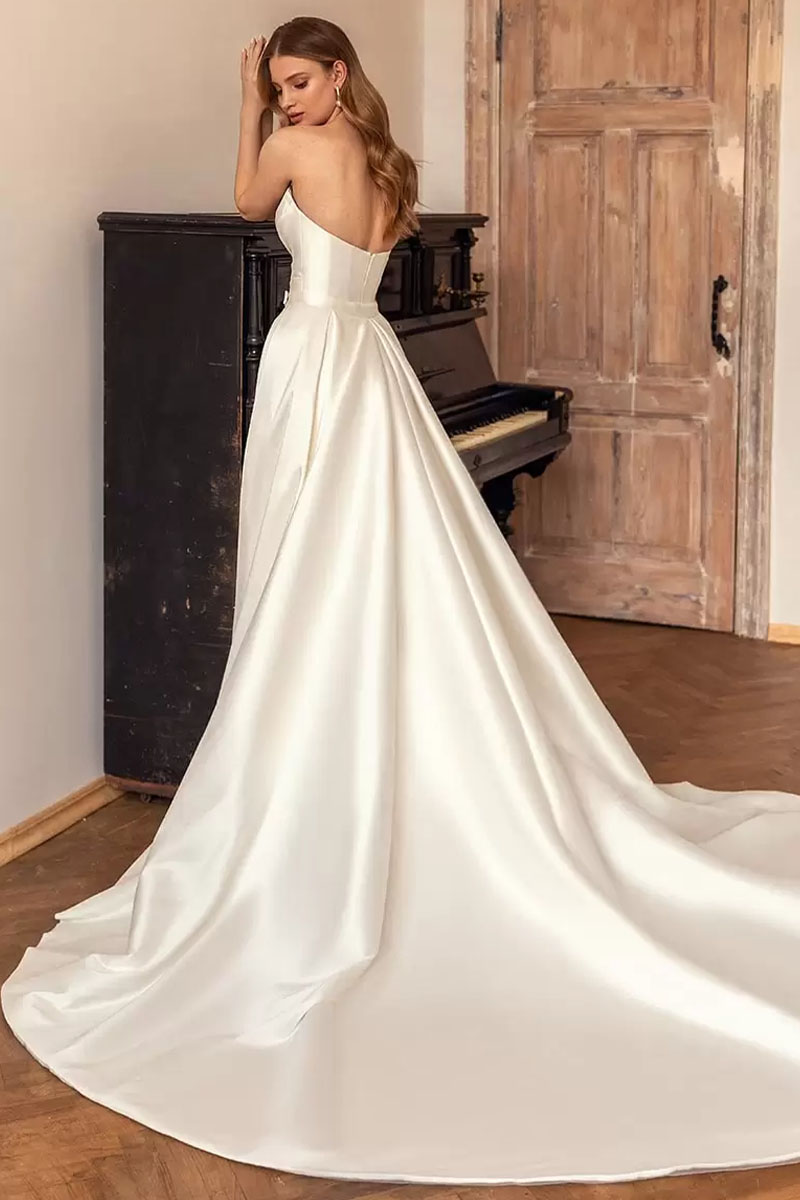 Marlene Strapless Satin Wedding Dress | Jewelclues | #color_ivory