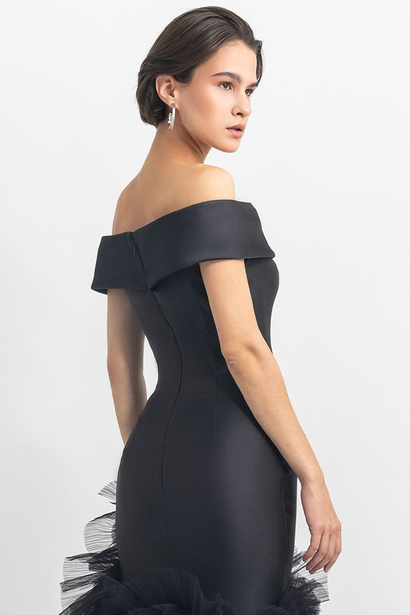 Olivia Black Off-the-Shoulder Maxi Dress | Jewelclues