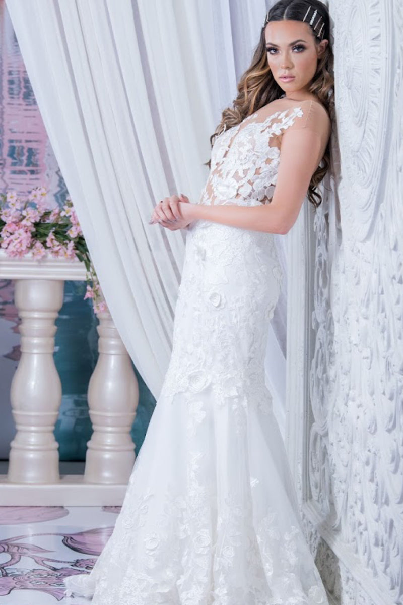 Promised Love Lace Mermaid Wedding Dress | Jewelclues | #color_white