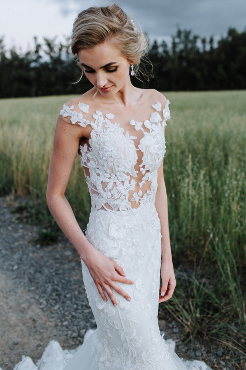 Promised Love Lace Mermaid Wedding Dress | Jewelclues | #color_white