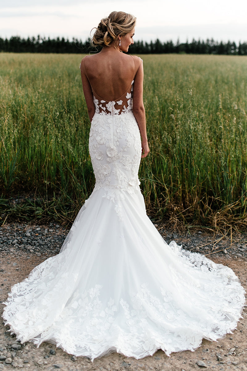 Promised Love Lace Mermaid Wedding Dress | Jewelclues | #color_white