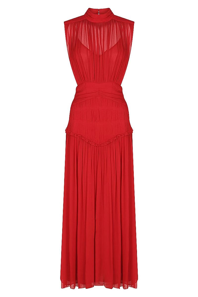 Remarkable Moment High Neck Maxi Dress | Jewelclues | #color_red