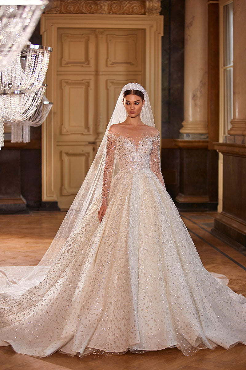 Royal Frances Beaded Wedding Dress | Jewelclues