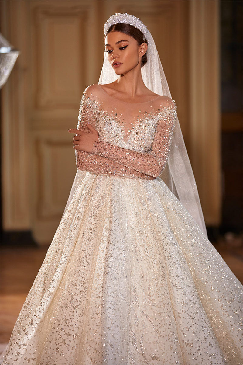 Royal Frances Beaded Wedding Dress | Jewelclues