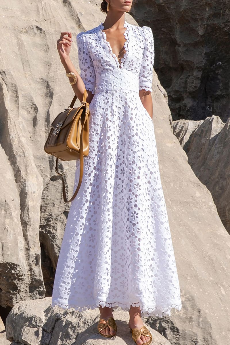 Somerset White Eyelet Maxi Dress | Jewelclues