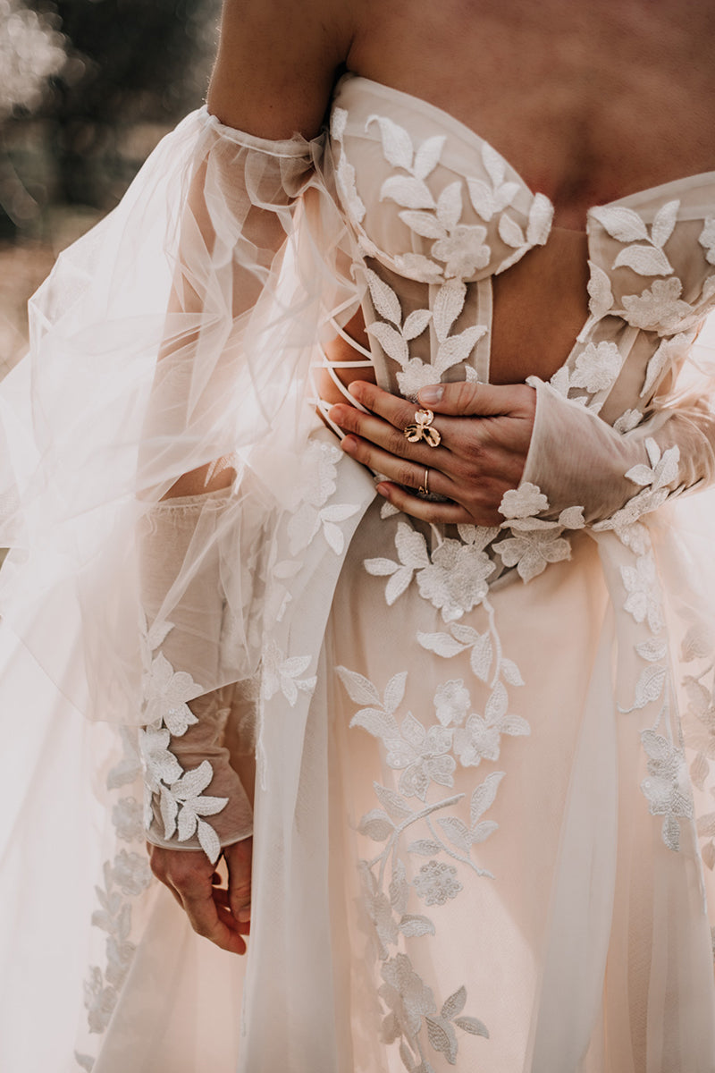 Splendorous Love A-Line Wedding Dress | Jewelclues | #color_ivory
