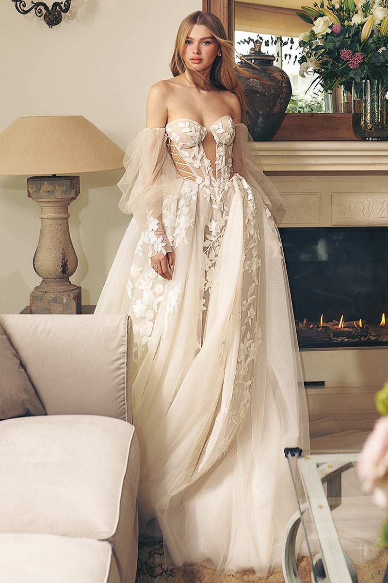 Splendorous Love A-Line Wedding Dress | Jewelclues | #color_ivory
