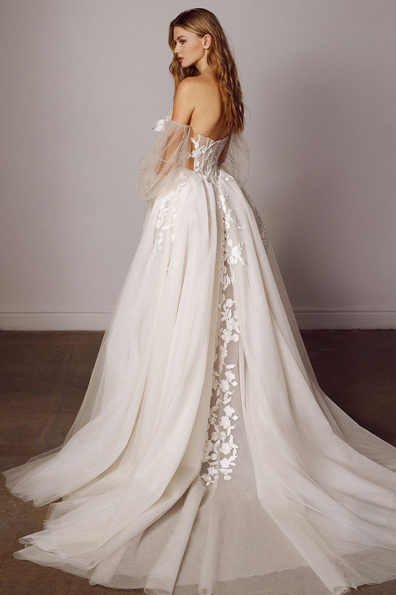 Splendorous Love A-Line Wedding Dress | Jewelclues | #color_white