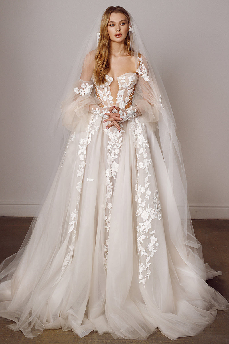Splendorous Love A-Line Wedding Dress | Jewelclues | #color_white