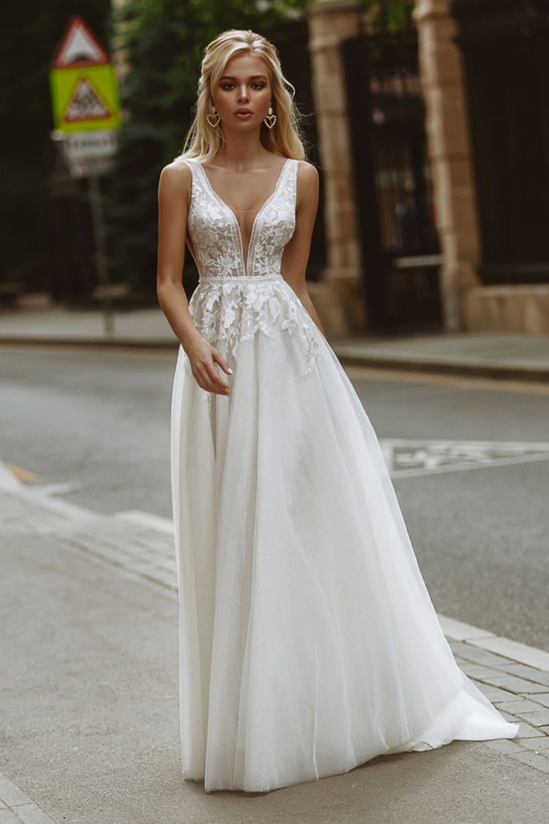 Splendorous Love Embroidered Tulle Maxi Dress | Jewelclues | #color_ivory