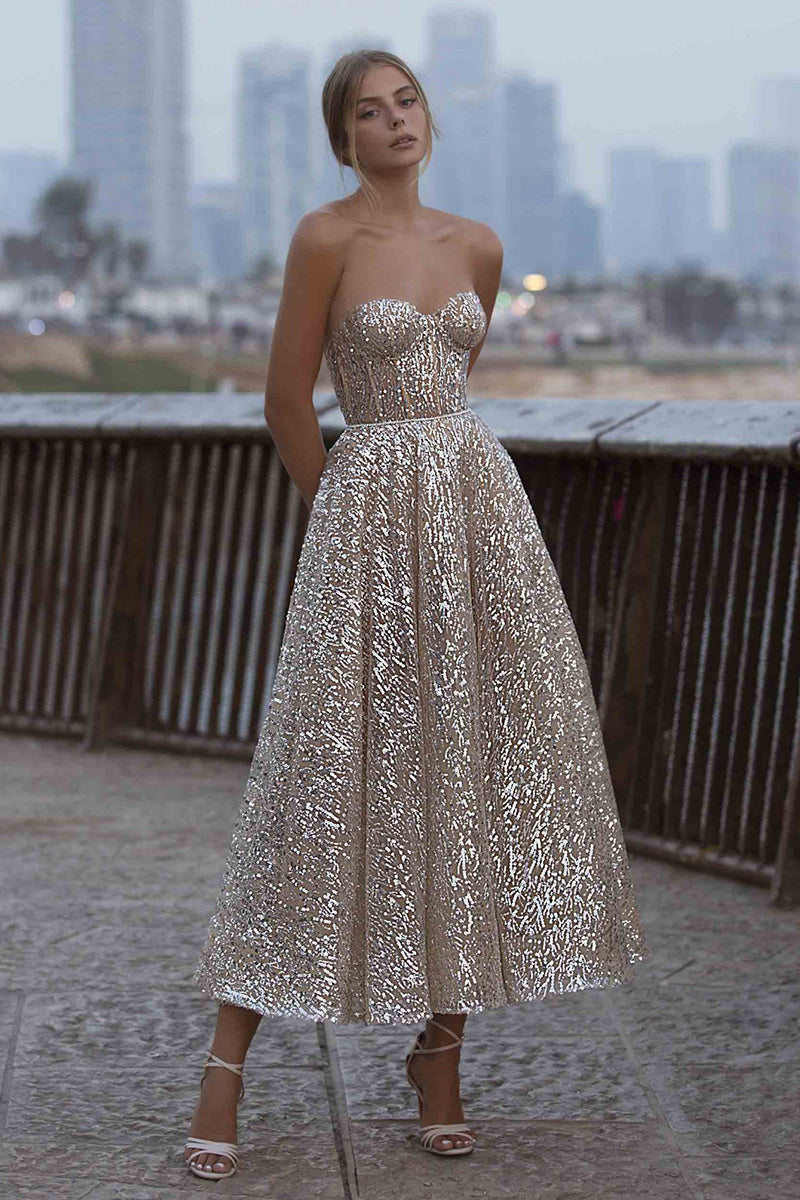 Sweet Love Sequin Strapless Midi Dress | Jewelclues