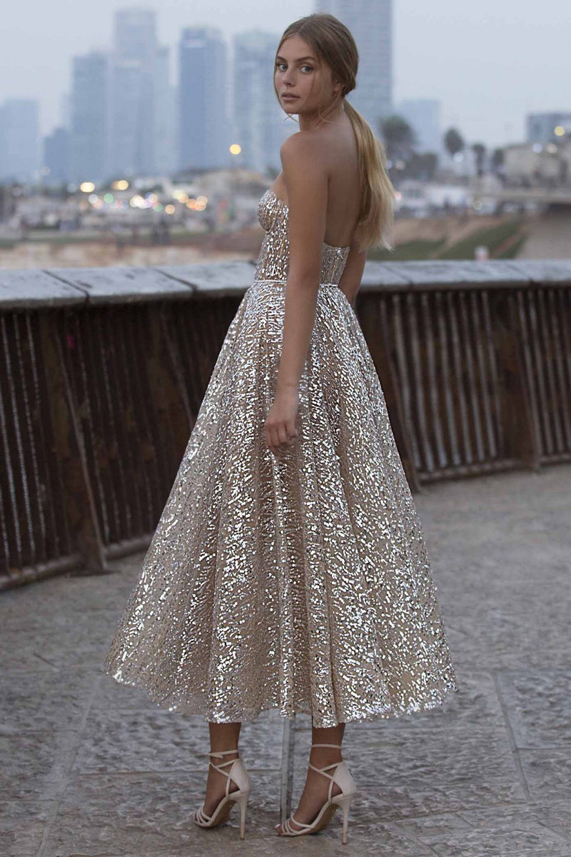 Sweet Love Sequin Strapless Midi Dress | Jewelclues