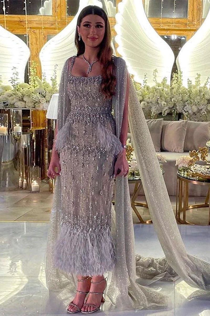 True Fantasy Beaded Crystal Midi Dress | Jewelclues