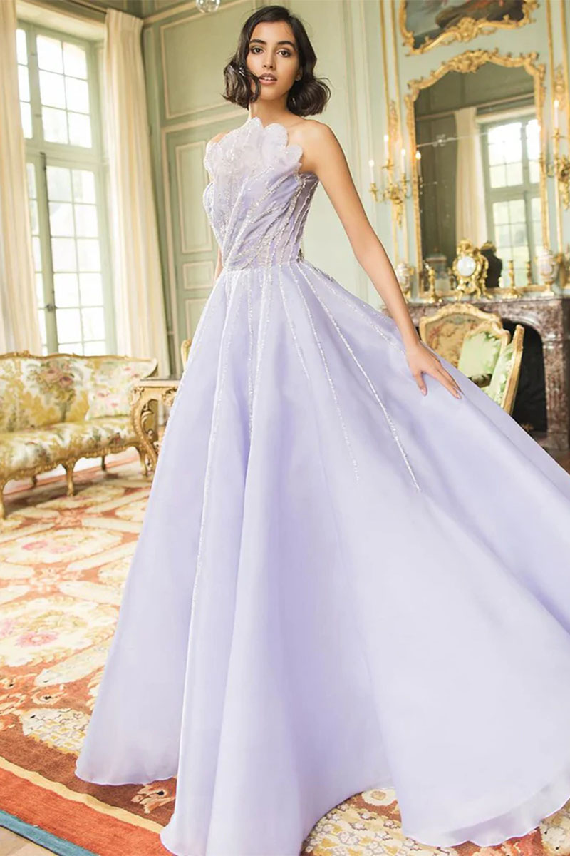 Wow Elegance Strapless Maxi Dress | Jewelclues  | #color_lilac