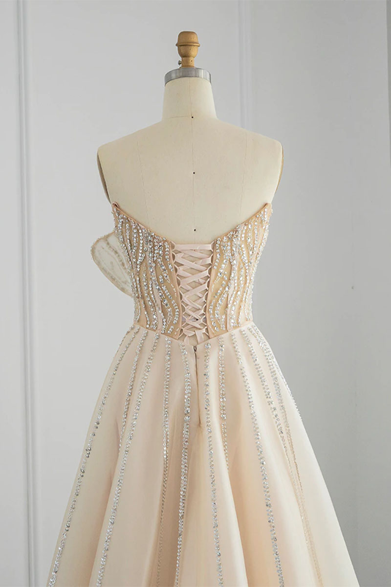 Wow Elegance Strapless Maxi Dress | Jewelclues | #color_champagne