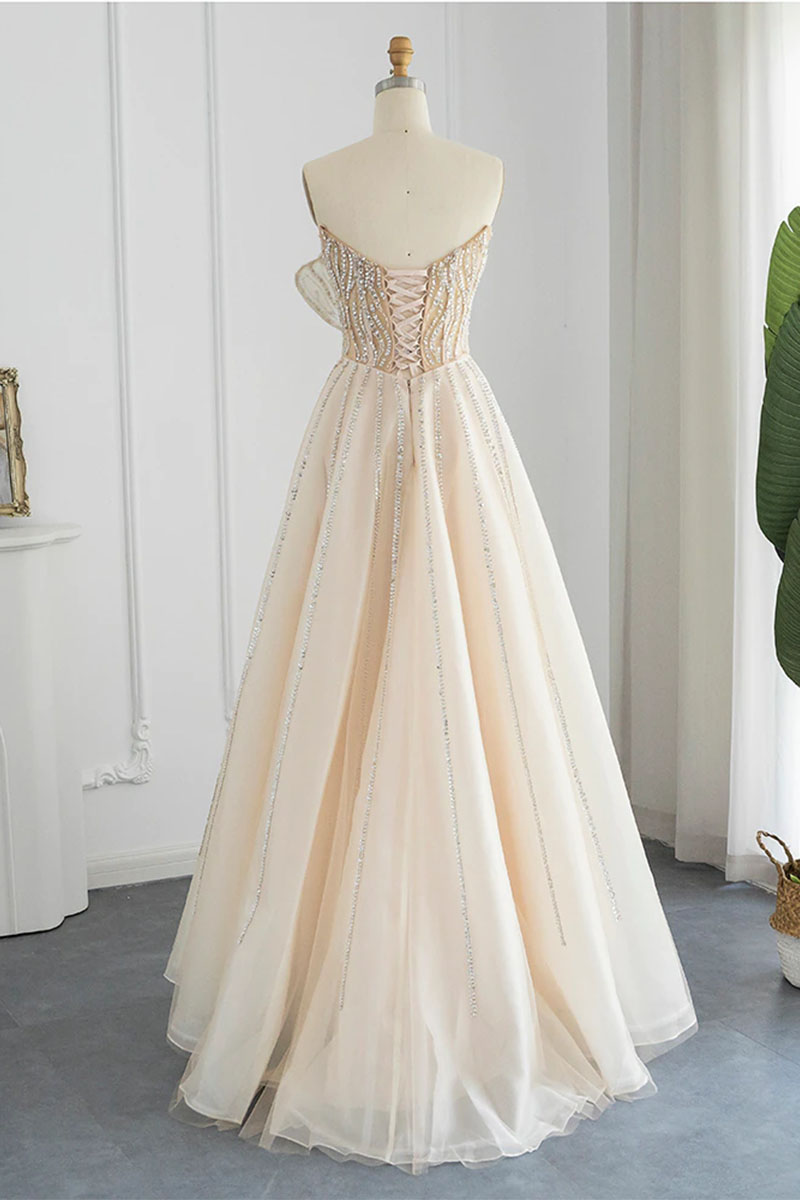 Wow Elegance Strapless Maxi Dress | Jewelclues | #color_champagne